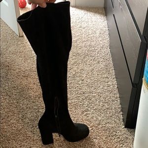 Over the knee black heeled boots size 8